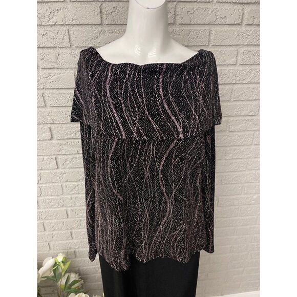 Dressbarn Collection Sparkly Fold Over Maxi Dress Size 14 - Picture 5 of 8